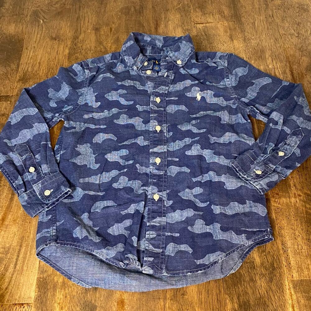 Ralph Lauren denim camouflage long sleeve button‎ up shirt SIZE 5